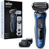Braun Series 6 - Rasoio elettrico da uomo, con attacco EasyClick, rasoio elettrico e tagliabarba, SensoFlex, Wet & Dry, ricaricabile e senza fili, 61-B1500s blu