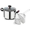 Lagostina Linea Rossa Pentola Multicottura con Doppio Cestello Cottura e Coperchio in Vetro, Ø 22 cm, 5 Litri, Pentola Induzione, Gas e Forno fino a 220 °C, Manicature in Silicone Antiscivolo