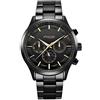 Alienwork Orologio Automatico Uomo Donna Nero Bracciale in Acciaio Calendario Data