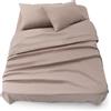 Blumtal Completo lenzuola matrimoniali 3pz - completo letto matrimoniale certificato OEKO-TEX - lenzuolo con angoli 180x200x30cm + lenzuolo 280x275cm + federa cuscino 50x80cm in microfibra color talpa