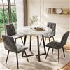 KUAKE Set di tavolo da pranzo, moderno tavolo da cucina, tavolo rotondo e gambe in metallo nero, tavolo in MDF bianco, con 4 sedie in velluto (grigio-B)