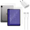 Caricabatterie rapido (20W), cavo (usb-c), protezione dello schermo del tablet e custodia trasparente per tablet | iPad 12.9 | transparente