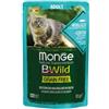 Monge Bwild Grain Free Bocconcini in Salsa per Gatti Adulti da 85 gr Gusto Merluzzo con Gamberetti e Ortaggi