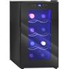 DecHome Cantinetta Vino Refrigerata per 8 Bottiglie Capacità 21L Display Touch e Ripiani Regolabili colore Nero - U7030BK