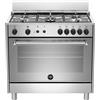 La Germania Cucina a Gas 5 Fuochi Forno a Gas Ventilato Libera Installazione Larghezza x Profondità 90x60 cm Classe energetica A+ colore Inox - AMN965GXV (Coperchio non Incluso)
