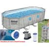 Bestway Piscina Fuori Terra con Telaio Portante Piscina Esterna da Giardino Ovale 549x274x122 cm con Pompa Filtrante - 56716 Power Steel Swim Vista Series II