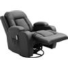 DecHome Poltrona Relax Reclinabile Poltrona per Anziano Elettrica Massaggiante in Ecopelle 85x94x104 cm colore Nero - 96G2BK