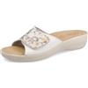 Fly Flot Ciabatta Donna a Fiori in Microfibra con Strappo Regolabile, Fodera Traspirante, Sottopiede Imbottito in Pelle, Sandali, Bianco, 36 EU
