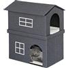 Relaxdays Casetta per Gatti, Rifugio Soffice, Cuccia Pieghevole a 2 Entrate, HxLxP: 71,5 x 62,5 x 44 cm, Grigio Scuro