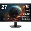 KOORUI 27 Pollici Gaming Monitor, 240 Hz, QHD 2560x1440p, 1 ms, HDR10, Gamma Cromatica DCI-P3 al 90%, Adaptive Sync, Compatibile con VESA 75x75mm, Nero