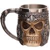 doepeBAE WIKEA Tazza da Birra con Teschio in Acciaio Inossidabile, Tazza con Teschio Viking Warrior Tankard, Tazza con Teschio Medievale per caffè/Bevande/Succo (Boccale Uno)