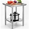 VEVOR 60 x 60 x 80cm Piano Lavoro per Cucina Commerciale in Acciaio Inox, Tavolo di Lavoro da Cucina 2 Piani Altezza Regolabile, Tavolo da Lavoro per Cucina Professionale in Acciaio Inox con 4 Gambe