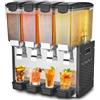 VEVOR Distributore di Bevande Commerciali, Distributore Succhi 4 x 10 L 430 W, Macchina Bevande in Acciaio Inox 304 Uso Alimentare, Temperatura Raffreddamento 7-12 °C, per Bevande Fredde, Ristoranti