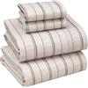 Ruvanti Set di lenzuola in 100% cotone, 4 pezzi, in percalle morbido e traspirante, con tasca profonda 40,6 cm, standard hotel, sensazione fresca, resistente, perfetto set di lenzuola a righe, strisce