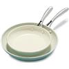 GreenLife Artizan Set di Padelle in Ceramica Antiaderente Sana da 20 cm e 26 cm, Senza PFAS, Manico in Acciaio Inox, Adatta all'Induzione, Lavabile in Lavastoviglie, Sicuro al Forno, Turchese
