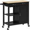 HOMCOM Carrello Cucina Classico con Cassetti, Ruote e Armadietto 2 Ante Salvaspazio 89x40x84cm, Nero | Aosom Italy