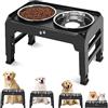 COMESOON Ciotole per cani rialzate, 4 altezze regolabili in altezza, con 2 ciotole in acciaio inox spesse da 1,417,5 g, antiscivolo, per cani di taglia media e grande, regolabile fino a 9,4 cm, 23,4 cm, 27,3