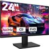 KOORUI Gaming Monitor 24 Pollici, Altoparlanti Incorporati, FHD 1920x1080p, 100Hz, HDMI, VGA, Montabile VESA 75x75 mm, Adaptive Sync, Cura Degli Occhi e Pannelli ultra Sottili, Nero