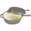 ECHTWERK Set 2 in 1, Casseruola in ghisa con coperchio, Casseruola in ghisa con rivestimento smaltato, Adatto per forni, grill, barbecue e induzione, Grigio, 2,5 L