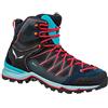 SALEWA Ws Mtn Trainer Lite Mid Gtx, Scarponi da trekking e da escursionismo Donna, Blu (Feld Green/Fluo Coral), 38 EU