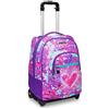Seven Trolley Scuola, Trendy Heart Girl, Multicolore, 2 in 1 Zaino con Spallacci Uso Zaino con Cross-Over System, Scuola e Viaggio, Bambine e Ragazze