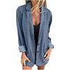 KonJim Blazer da donna oversize in denim giacche da lavoro con risvolto dentellato un bottone giacche casual a maniche lunghe aperto davanti jeans cardigan plus size cappotti primaverili leggeri abiti