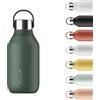 Chilly's Series 2 Borraccia - Borraccia in Acciaio Inossidabile con Isolamento Sottovuoto, Collare Morbido e Anello di Trasporto, Borraccia Termica per Bevande Calde e Fredde - Pine Green, 350ml