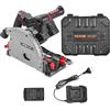 VEVOR Troncatrice Circolare a Batteria Lama 139,7 mm, Kit Troncatrice a Binario a Immersione Motore Senza Spazzole, Batterie da 4 Ah 20 V, Profondità di Taglio 52 mm a 90° 38 mm a 45°, Senza Binario