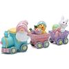 Hodao Decorazioni pasquali a forma di treno con gnomi pasquali, 22,2 cm, statuette fatte a mano a forma di treno per feste di Pasqua (multicolore)