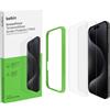 Belkin ScreenForce TemperedGlass Proteggi schermo, vetro temprato per iPhone 15 Pro Max, sottile, trasparente, antigraffio, include supporto per un'applicazione senza bolle, 2 pezzi , Esclusiva Amazon
