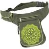 GURU SHOP Stoff Sidebag & Hüfttasche `Flower of Life`, Boho Gürteltasche, Bauchtasche aus Nepal - Olivgrün, Herren/Damen, Baumwolle, Size:One Size, Festival- Bauchtasche Hippie