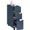 SoBuy Mobiletto Bagno Salvaspazio 20cm con 3 Cassetti e Scomparto Laterale Mobile Bagno con Ruote Cassettiera Armadietto Bagno per Spazi Ridotti Cucina o Lavanderia 60x20x70cm BZR191-B
