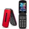 Qubo Flip Telefono per anziani GSM, Cellulare per anziani, Display da 2,8'', Volume alto,Funzione SOS, Supporto Dual SIM,Chiamata rapida, Radio FM, Torcia elettrica,Rosso