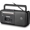 Gelielim Lettore di cassette Bluetooth Boombox con radio AM/FM/SW, registratore di cassette con altoparlante da 8 W e jack per auricolari, supporto scheda USB/TF, lettore di cassette radio portatile e