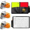 CAIXIANGYU Kit Arbitro Calcio, Cartellini Arbitro, Cartellino Giallo e Rosso Arbitro con Matita, Fischietto da Arbitro e Taccuino Arbitro per Partite di Calcio e Sport Scolastici (Suite)