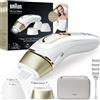 Braun Silk-Expert Pro 5 Epilatore LUCE PULSATA, Laser Peli Donna, Ideale per Zone Sensibili, Viso, Bikini e Ascelle, Epilazione Permanente Dei Peli Visibili, con Rasoio Donna Venus, PL5358, Bianco/Oro