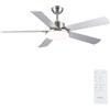 Newday 132cm Ventilatore da Soffitto con Luce e Telecomando Argento, Réversible 5 Pala Soffitto con Luce Dimmerabile, Ventola Soffitto Grande Silenzioso per Soggiorno Camera da Letto Cucina Terrazza