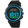 FeiWen Multifunzione Solare Orologio da Unisex Plastica Cassa e Gomma Banda Outdoor Militare 50M Impermeabili Sportivi Digitali Orologi da Polso LED Controluce Cronometro, Blu