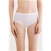 Intimissimi Slip Vita Alta In Microfibra E Pizzo Bianco