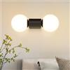 Kowanie Lampada da parete moderna Illuminazione da bagno per interni: Illuminazione da parete in vetro bianco nero Faretto da parete 2 lampadine Max. Faretti da parete G9 25W cucina (senza lampadina)
