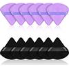 Maitys 12 Piumini da Cipria Soffio Trucco Triangolo del Viso per Polvere Sfusa Spugna per Fondotinta Cosmetico Corpo Morbido Strumento Trucco Secco Bagnato Polvere Minerale (Nero, Viola)