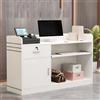 Generic Scrivania per reception con cassetti chiudibili, bancone per negozi, mobili da ufficio con 1 vassoio per tastiera, 1 cassetto e 1 armadio, 80 x 42 x 92 cm (larghezza x profondità x altezza) (bianco)