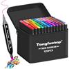 Tongfushop Pennarelli, Marcatore 120 Colori Doppia Punta, Pantoni Pennarelli ad Alcool Professionali con Borsa e Distanziatore, Adatti per Sketch, Colorare, Illustrazioni, Disegnare, Anime
