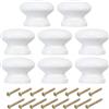 PATIKIL Manopole da 1-1/8 Pollici, 8pz Pomelli Rotondi per Cassetti e Cassettiere Maniglie Legno Pomelli per Cassetti Viti per Mobili da Cucina, Porta, Bianco