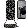 EuoDuo Cover Cordino per Vivo Y21 / Vivo Y21s / Vivo Y33s Cellulare Laccio Custodia con Nero Disegni Carino Silicone TPU Antiurto Protettivo Regolabile Corda Case - Cuori Bianco