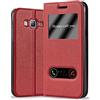Cadorabo Custodia Libro per Samsung Galaxy J3 / J3 DUOS 2016 in ROSSO ZAFFERANO - con Funzione Stand e Chiusura Magnetica - Portafoglio Cover Case Wallet Book Etui Protezione