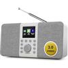 MangoKit MD5 DAB stereo con altoparlante Bluetooth,digitale DAB+,radio FM da alimentata a rete a batteria,display a colori,40stazioni preimpostate,sveglia e orologio,Snooze,porta cuffie-grigio pietra