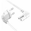 TECHZOCO Cavo di alimentazione IEC-320 C7 a gomito Cavo Alimentazione Tipo C Euro, Sezione 0.75 mm², compatibile con Samsung, Philips, LG Sony Sharp Panasonic LED TV Sky TV, Sky, Bianco, 1 metro