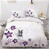 WQIZXCW Set Copripiumino Matrimoniale Fiori viola e farfalle Copripiumino 240x220 cm in Microfibra 120gsm con Federa 50x80 cm