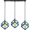 PETITES ECREVISSES Lampadari a Sospensione Vintage Industriale 3 Luci lampadari E27 metallo lampada da soffitto paralume Interno illuminazione decorativa (Blu - Quadrato)